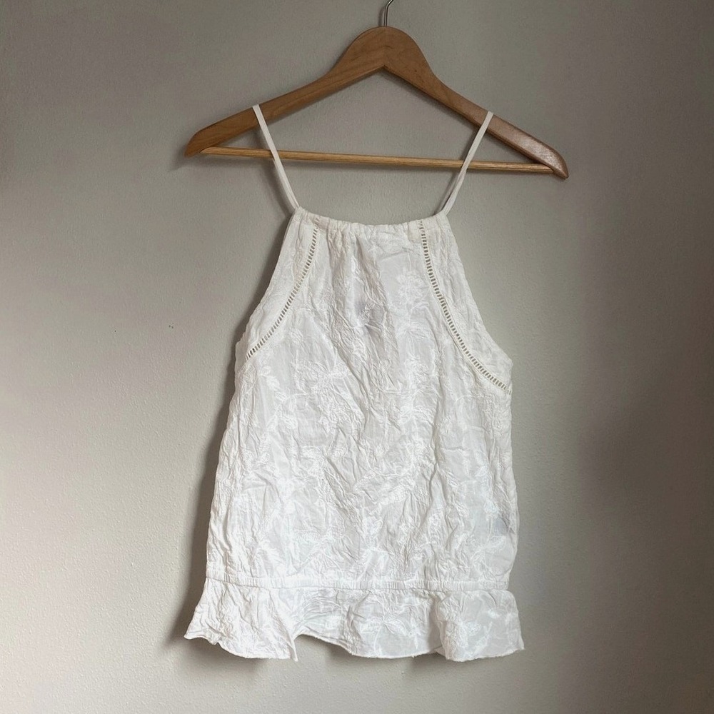 Rock & Roll Cowgirl Lace Floral Cotton Ruffle Dainty Blouse Small Boho Cottage‎